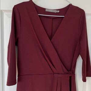 Midi Wrap Dress in Deep Wine